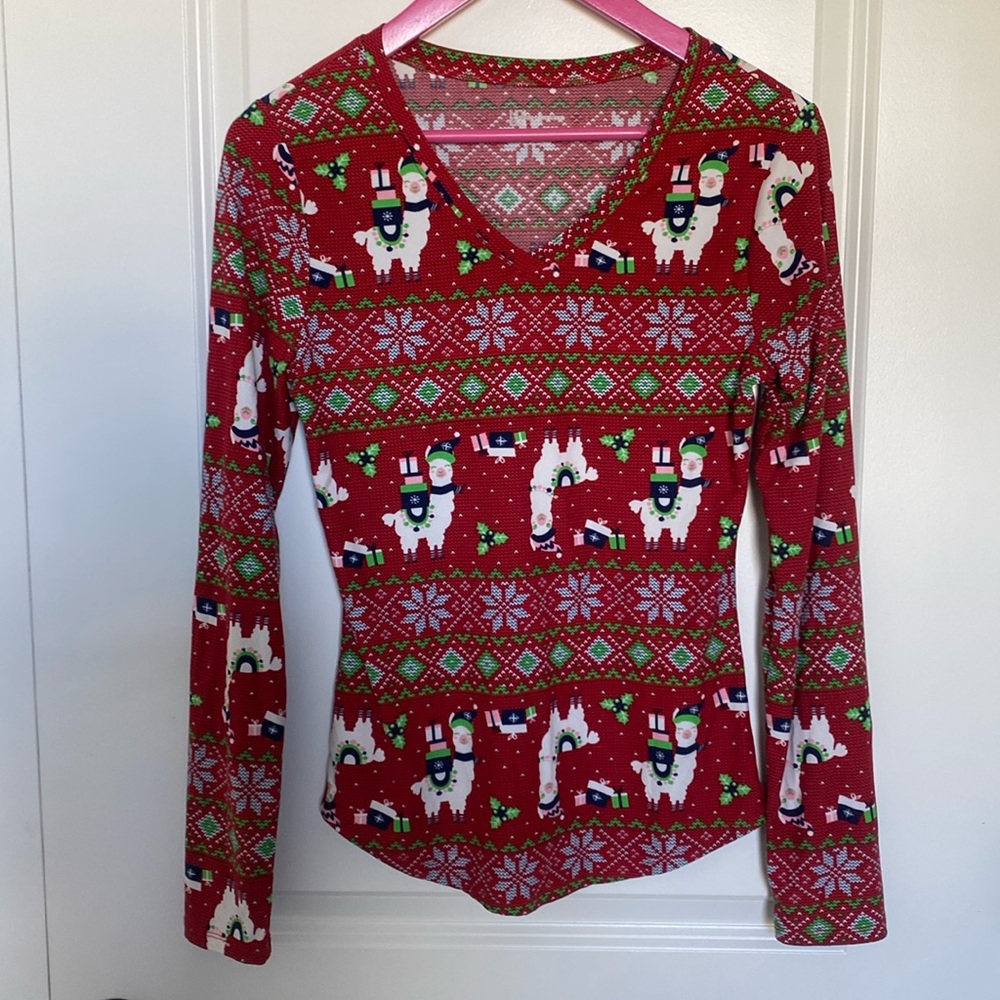 No Boundaries Lama LS Christmas brushed Tee